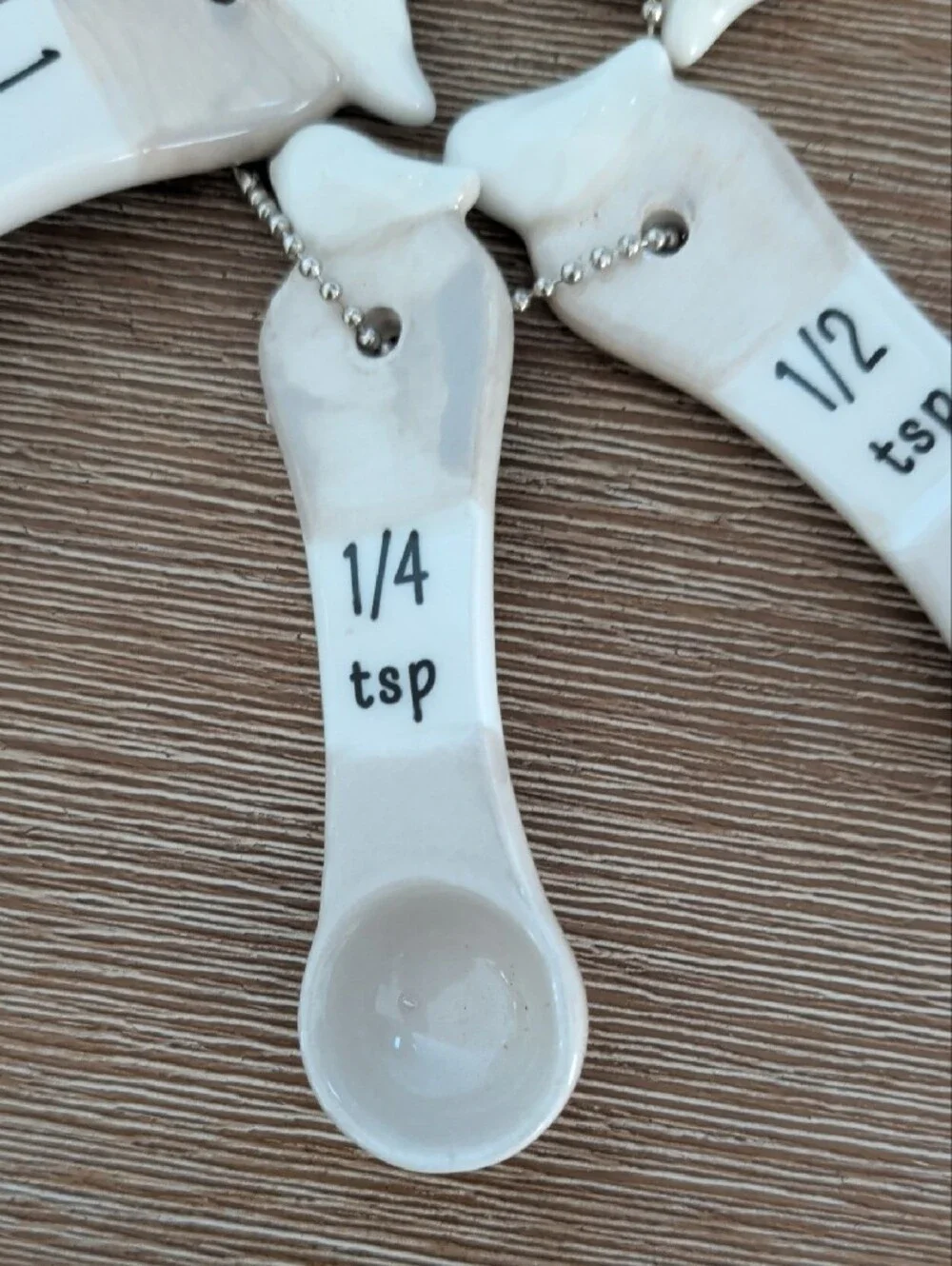 White Ceramic Measuring Spoon Set – 4 Piece Kitchen Baking Spoons